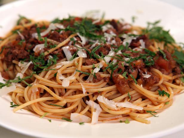 Spaghetti met marsala en rauwe ham