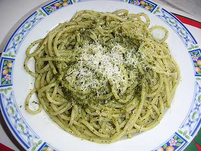 Spaghetti met pestosaus
